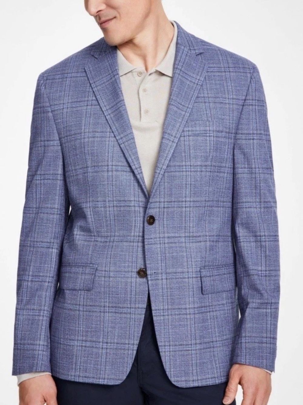 Michael Kors Navy Plaid Sport Coat | Men's Classic-Fit Sport Coat